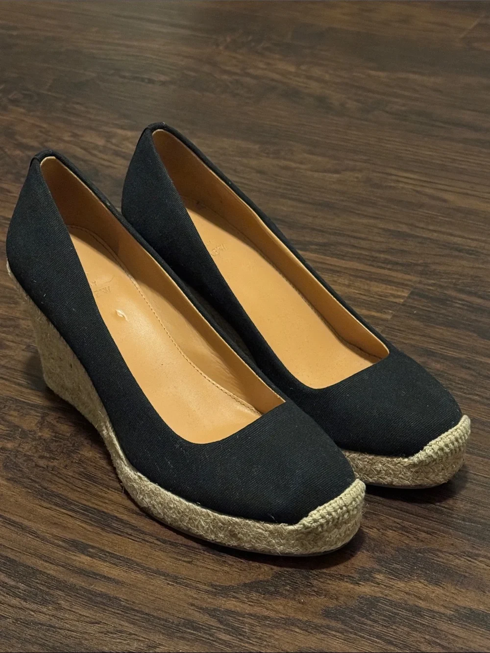 J. Crew Black Canvas Espadrille Wedges